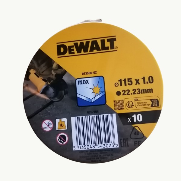 Dewalt DT-3506 QZ 115x1 Inox Kesme Taşı 10xMetal Kutu